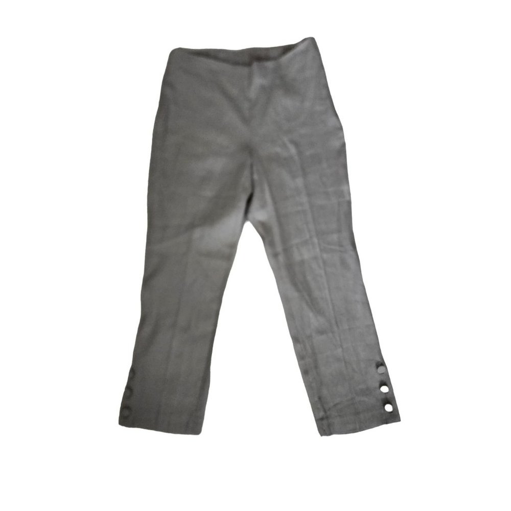 J.Jill Women's Gray Linen‎ Stretch Button-Hem Tapered Ankle Cropped Pants Small - Picture 2 of 14